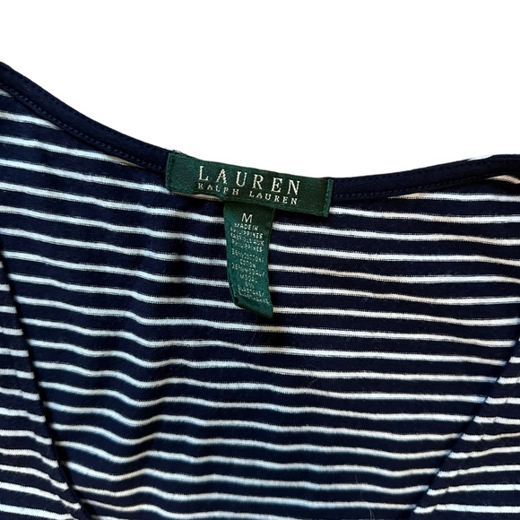 Ralph Lauren Navy and white striped Midi dress medium - Picture 3 of 8